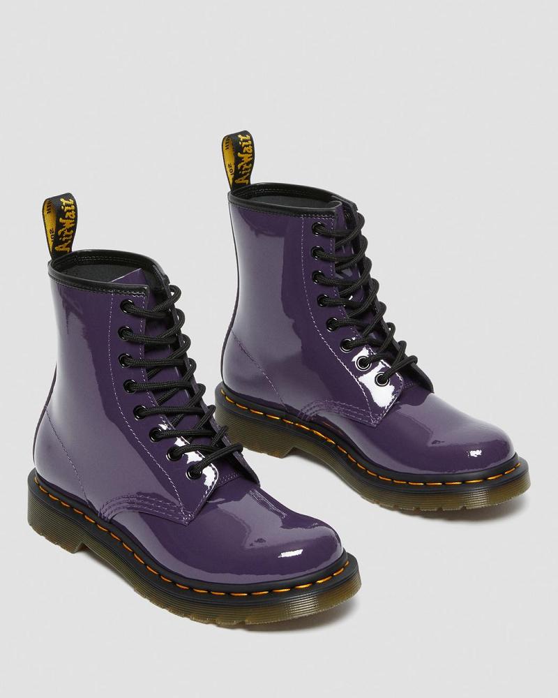 Purple Women's Dr Martens 1460 Patent Leather Lace Up Boots | CA 196NWY